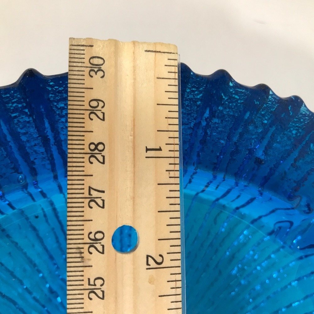 Blenko Label Mid Century Chunky Blue Sun Burst 4 Slot Ashtray 8.75 Inch Vintage‎ - Picture 11 of 12